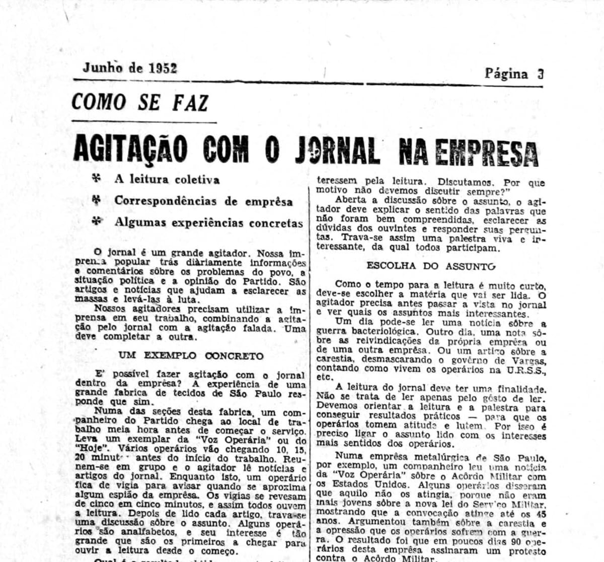 Como se faz agitação com o jornal na empresa