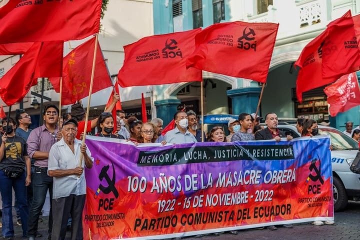 Com a nossa história sobre os ombros, o Partido Comunista do Equador marcha em direção ao futuro comunista! em seu 99º aniversário